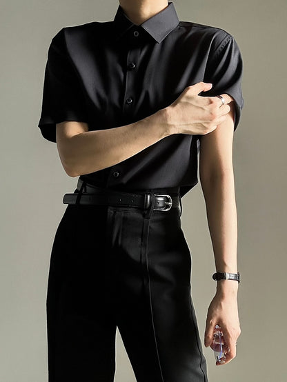 Placket Polo Lolita Youthful Collar with Ouji Shirt Button Black Short-Sleeve