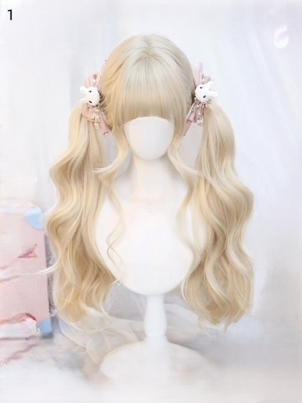 2 Options Light Bangs Long With Beige Wavy Wig 70-75CM