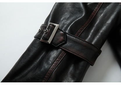 ダークレッドのハートと骨のアップリケ付きジャケット（バックル付き）