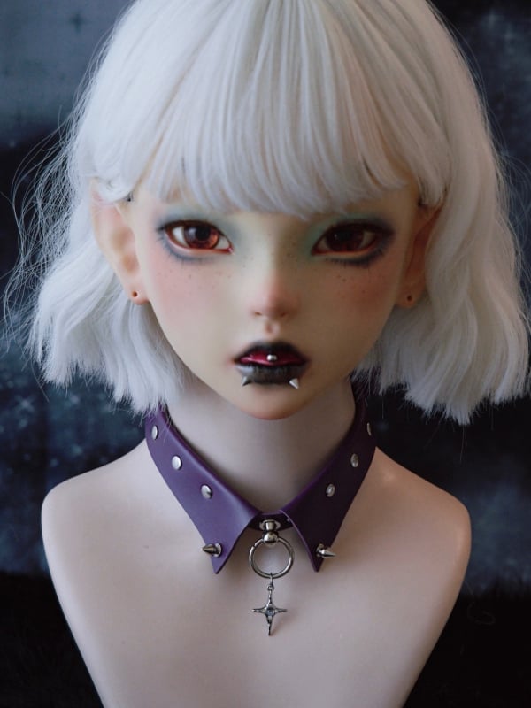 Choker Purple Pendant Cross Details Gothic Studs