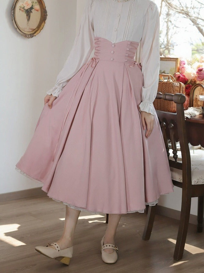Classic High Waist Skirt with Strap Detail - Tiny Garden