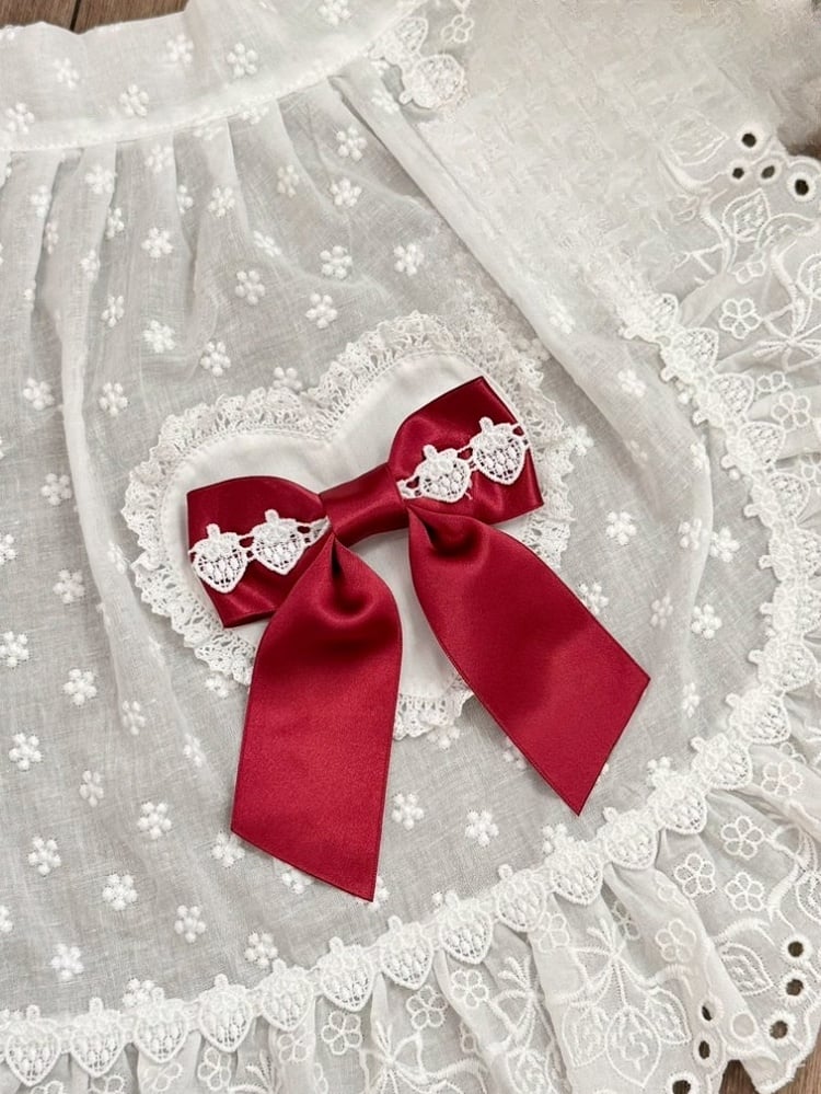 6つのオプションの蝶結びカラーブローチデザインイチゴ