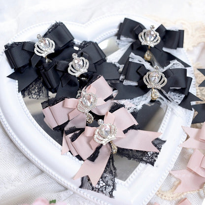 Crown 3D Colors Hair 4 Bow Rhinestone Kei Jirai Lace Clip