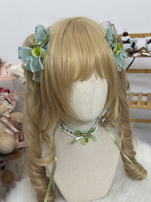 Grape Bow Green Hairclip Decorated Lolita Double-Layer