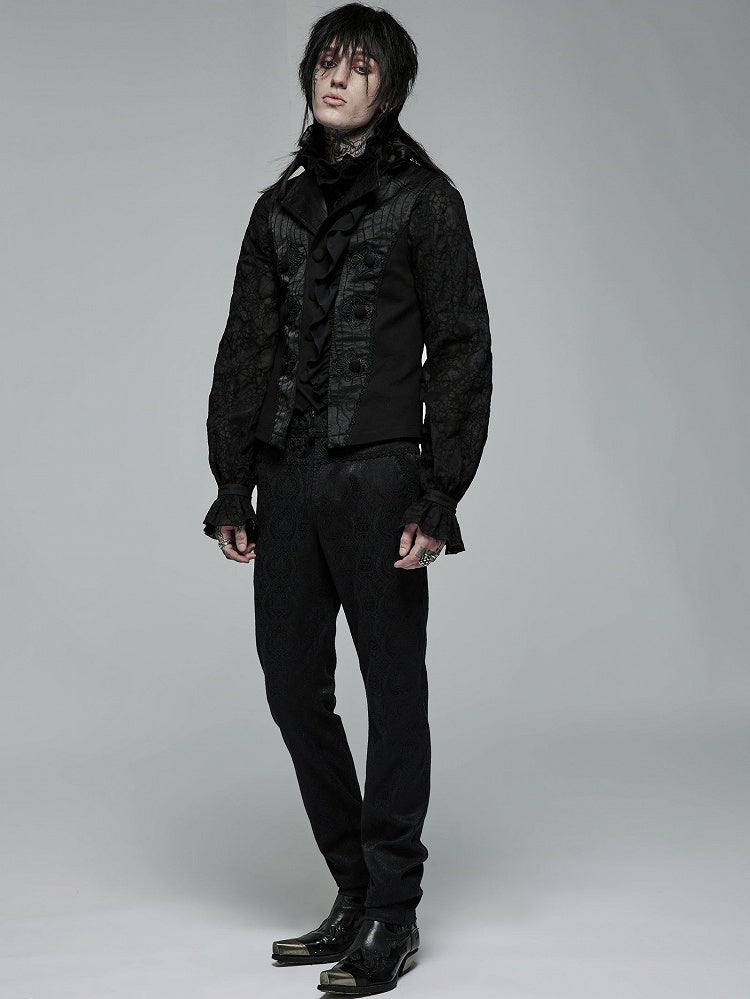Vest Men's Black Jacquard Noble Gothic