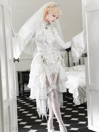 王子 - ノースリーブの白いロリータネックフリル衣装オールプリンス