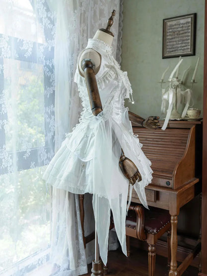 Dress Collar Qi Lolita Butterfly with Qipao Sleeves Theme White Banded