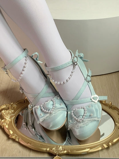Lolita - Schleife Hohe 8cm Süße Heels mit Blau