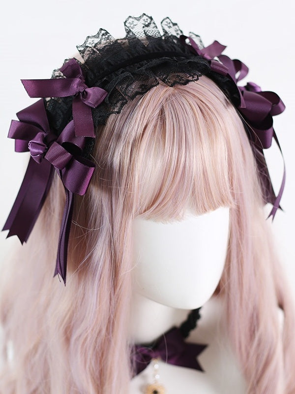 Bowknot Gothic Black KC Lace Lolita and Purple