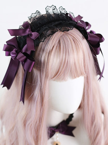 Bowknot Gothic Black KC Lace Lolita and Purple