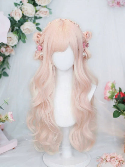 Pink Wavy Curly Wig with Air Bangs 65cm - Dalao Home