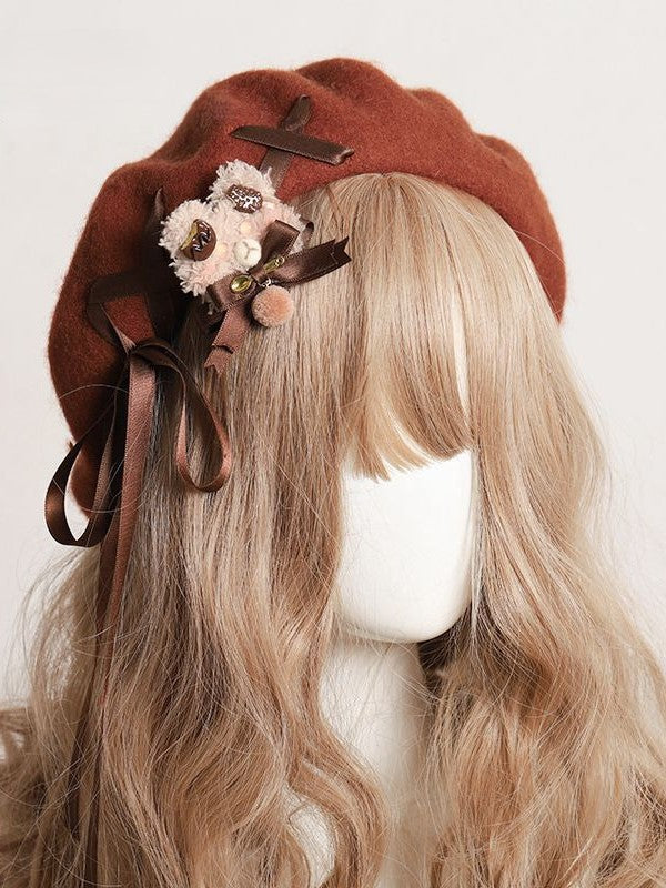 and Decorated Bear Color Plush with Options – 8 a Beret Accents Charm Ribbon