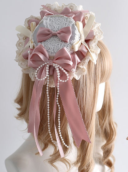 Bowknots Mini Beige With Sweet Pink Hat Lace Ballet-Style