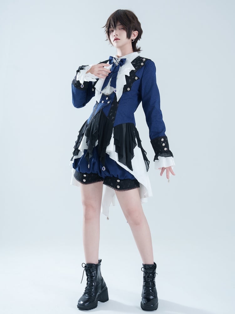 White Ouji Prince Long Shirt with Pointed Flat Collar