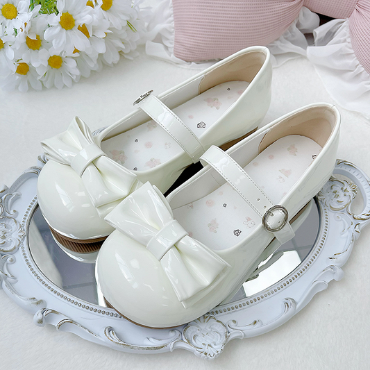 - Bow Ring Decorative Sweet Mary Toe with White Round for Clasp Lolita Janes