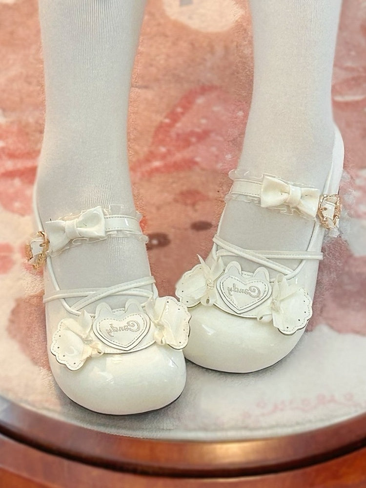 Candy Janes Theme Design Mary Snap White with PU Lolita Sweet Low-heel