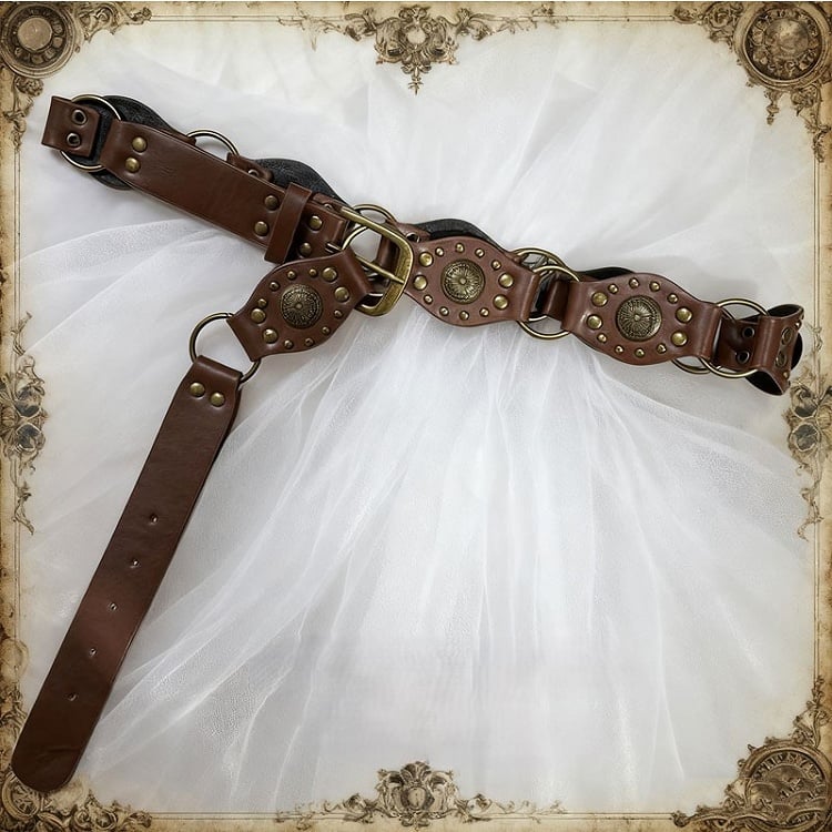 Waist Studded Black/Coffee Punk Belt