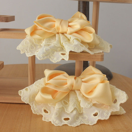Hair Clips Sweet-Style Matte Bow Satin Yellow