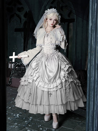 Cropped Lolita Embroidered Gothic Top Collar Pointed Silver