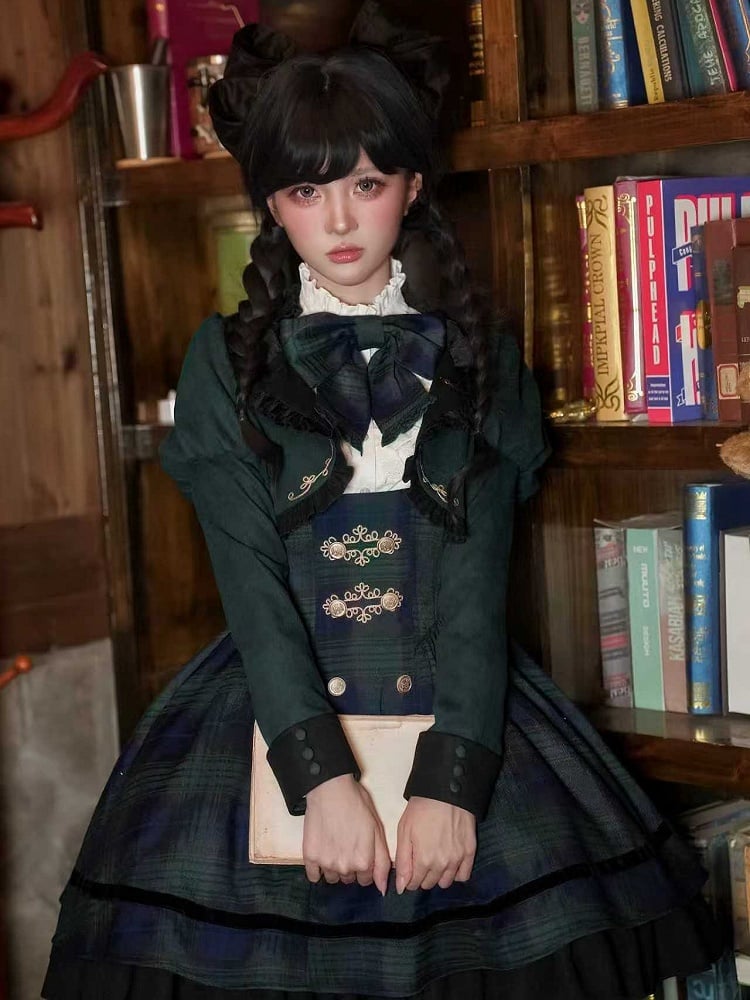 Preppy Under JSK Short Lolita Style + Green - Set Version Bust
