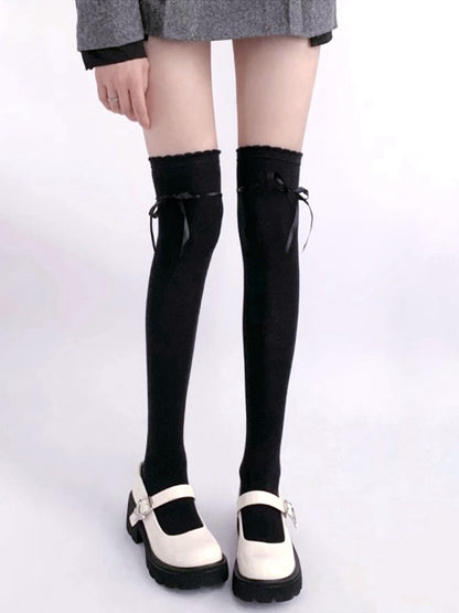 ブラック / ホワイト / グレー / ブラウン スイート セルフタイ 蝶結び JK ストッキング
