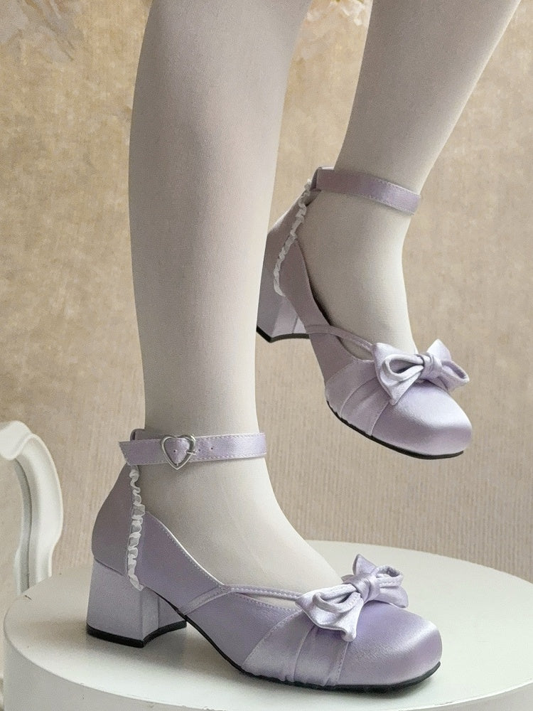 Straps Elegant Purple With Ankle Buckle Bow Top Detachable 3 Janes at Mary