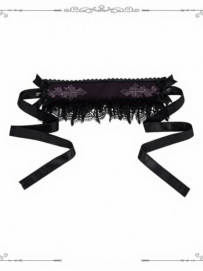 Gothic Accessory Bundle: Headband, Brooch, Bag, Mini Hat - iris de nuit