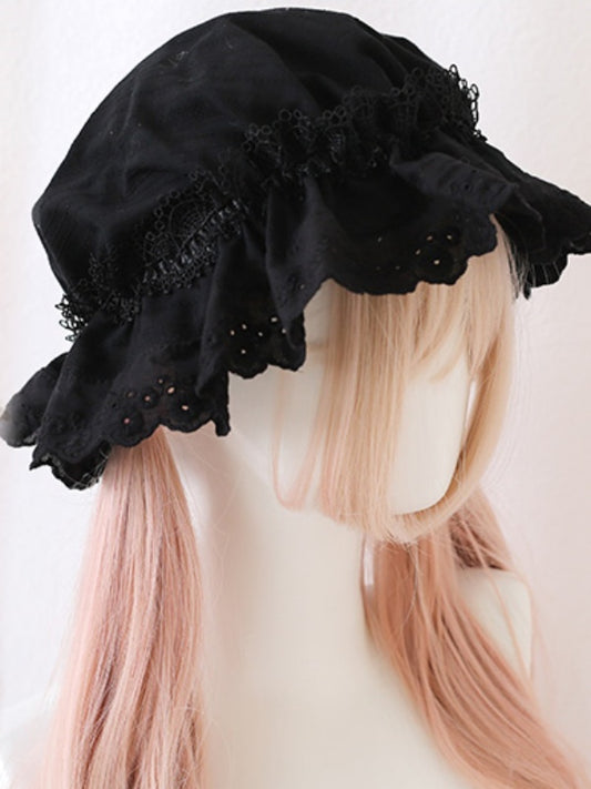 Lace-Trimmed Cute Baby Black / White Hat Lolita