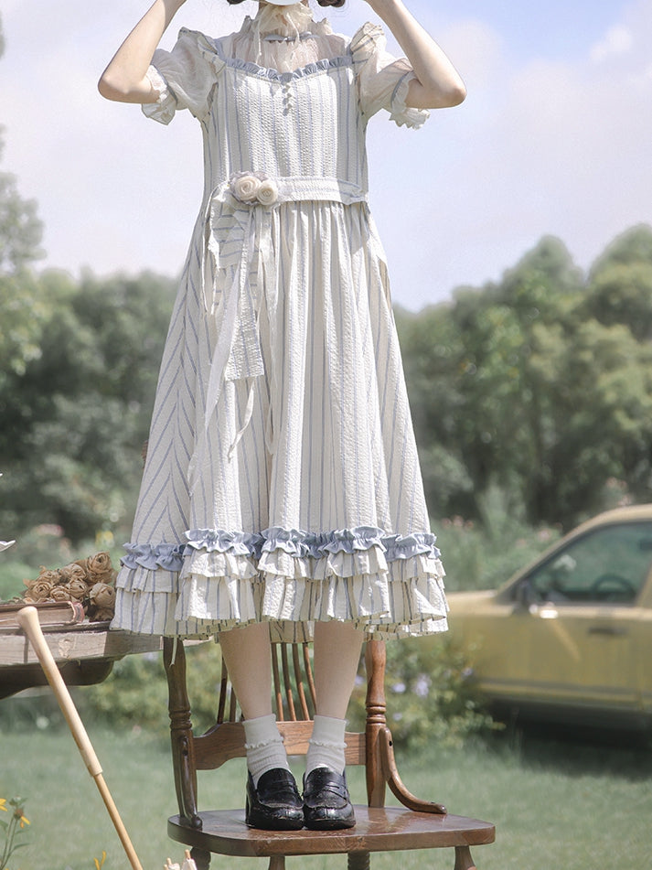 Bandbrosche Beige Blumenmuster