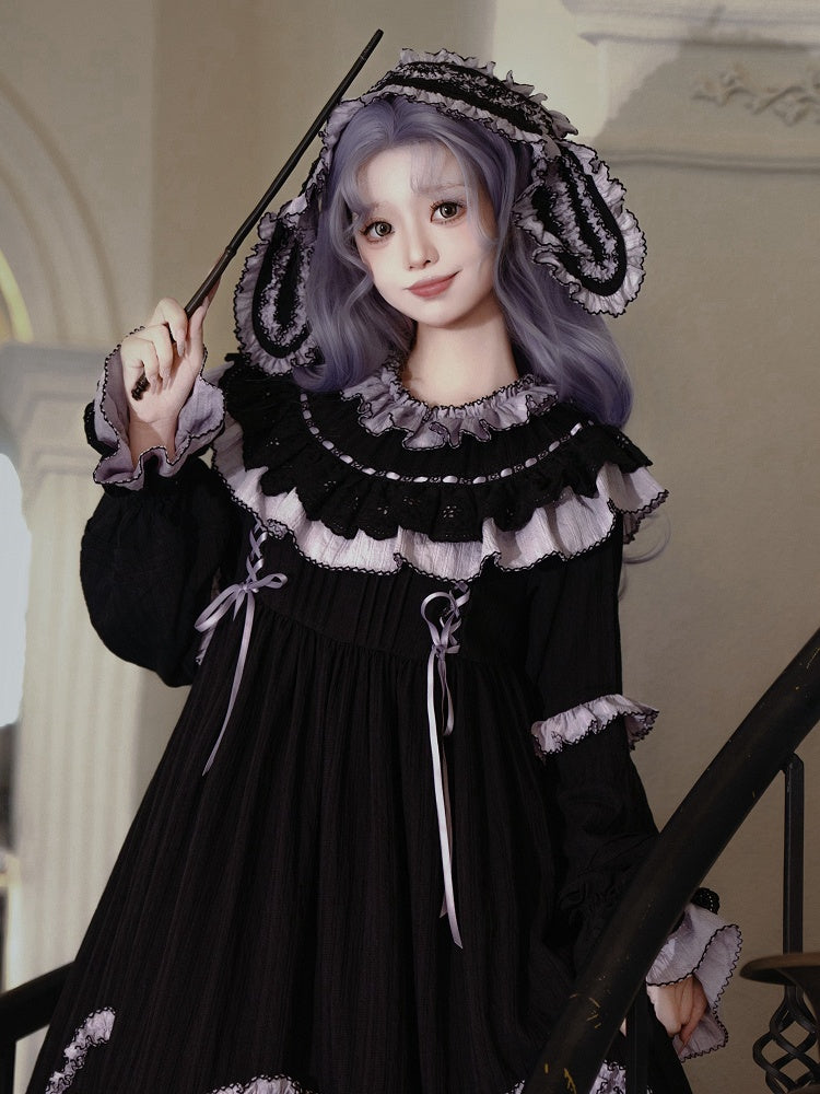 Purple Ears Black Hairband Lolita Bunny Gothic and