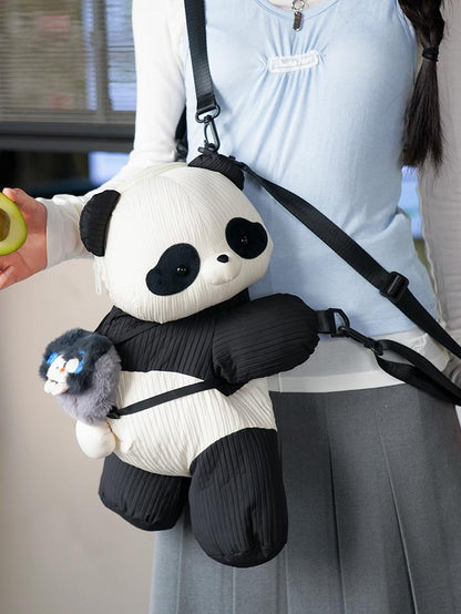 White Bag Plus Size Backpack/Crossbody Panda Black Kawaii