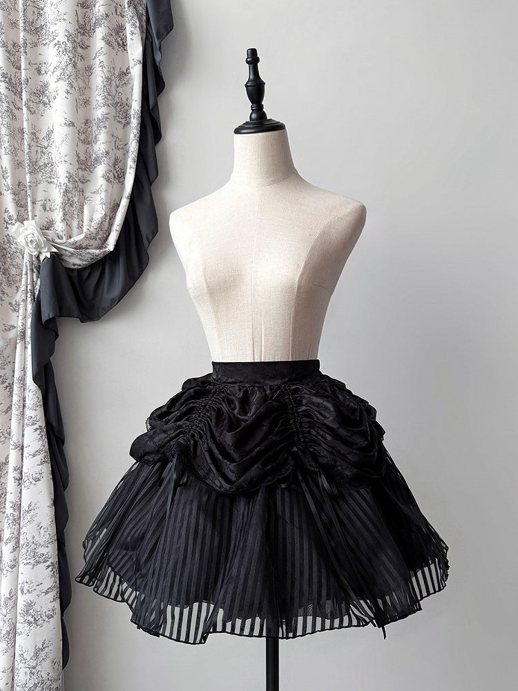 Schwarzer Lolita-Gothic-Rock mit Kordelzug