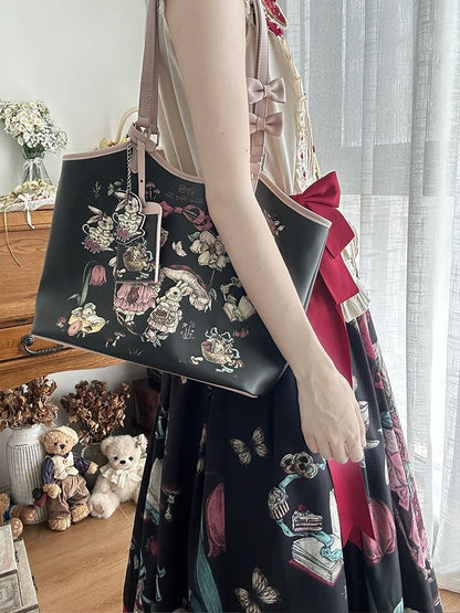 Tote Black with Fairy Tale Straps Vintage Lolita Bowknot Bag