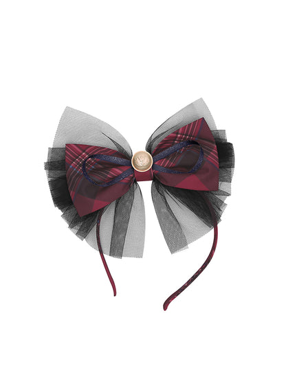 Lolita Idol Bow KC Red Plaid Big