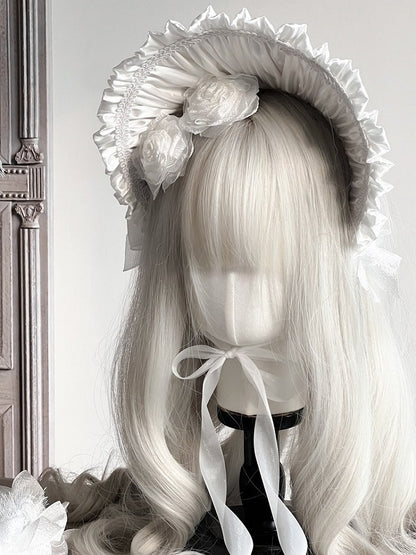 Lolita Detachable with Apricot/Black/White/Red Ruffled Bonnet