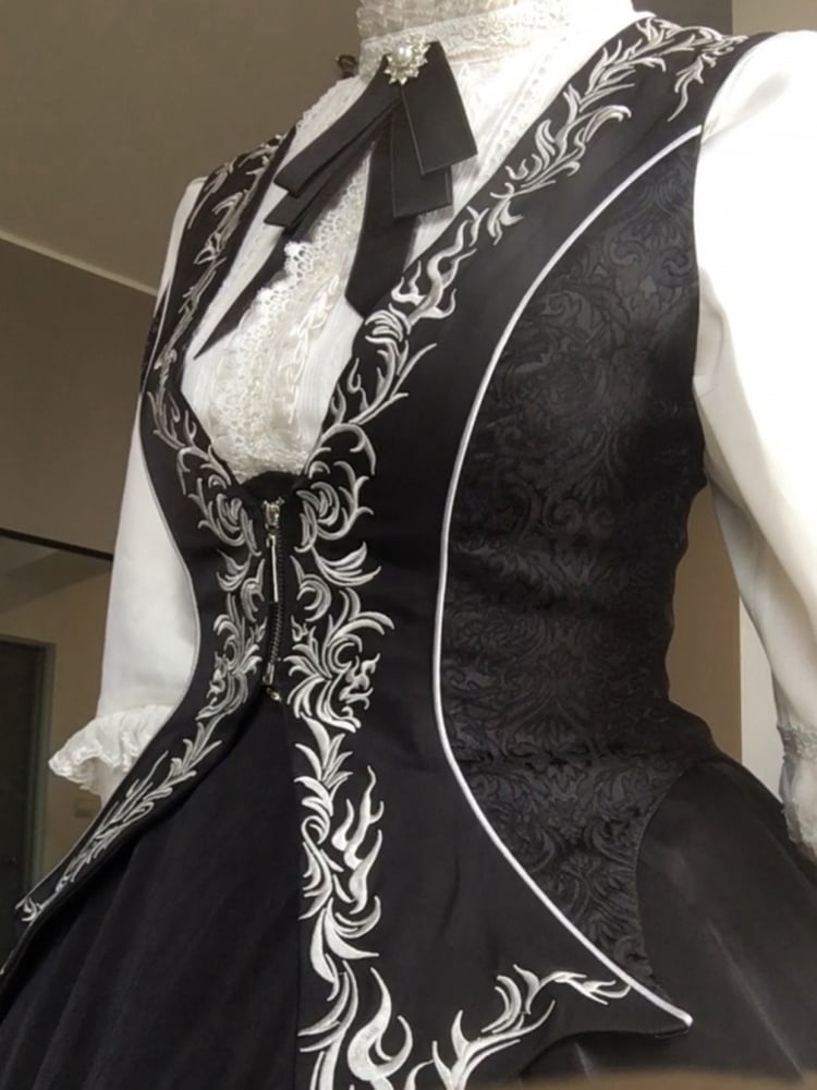 ブラック王子ロリータゴージャスディテールウエストコート