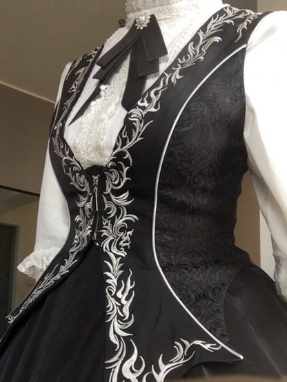 ブラック王子ロリータゴージャスディテールウエストコート