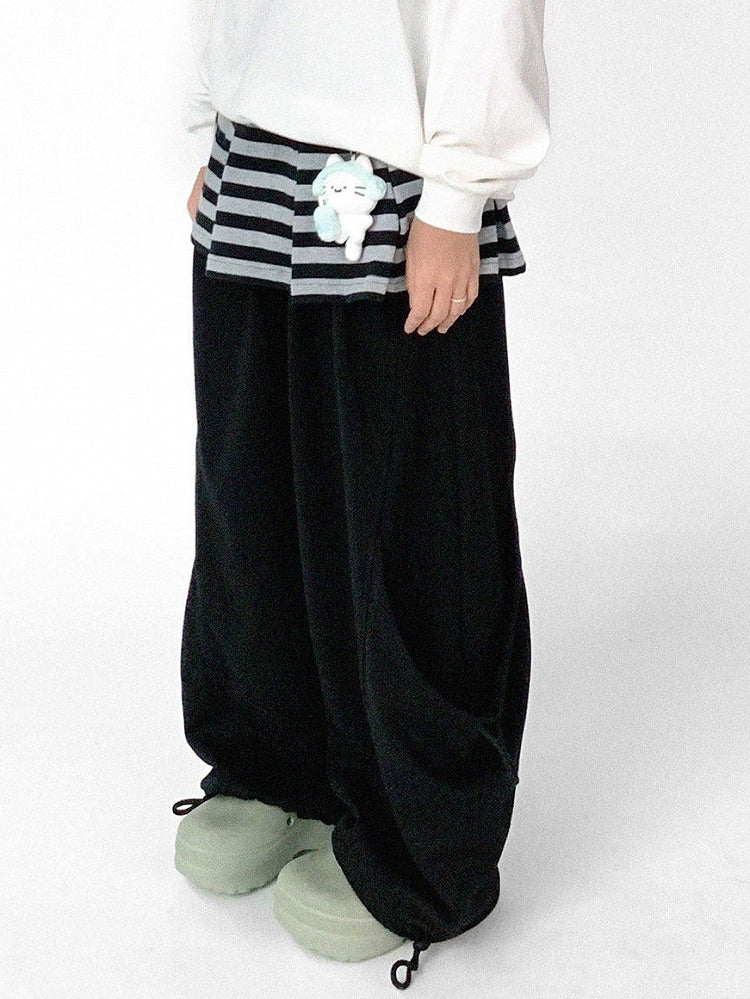 Waist with Elastic Tie Covered Closure