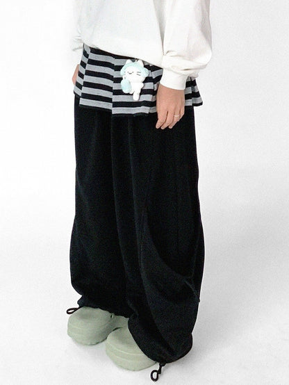 Waist with Elastic Tie Covered Closure