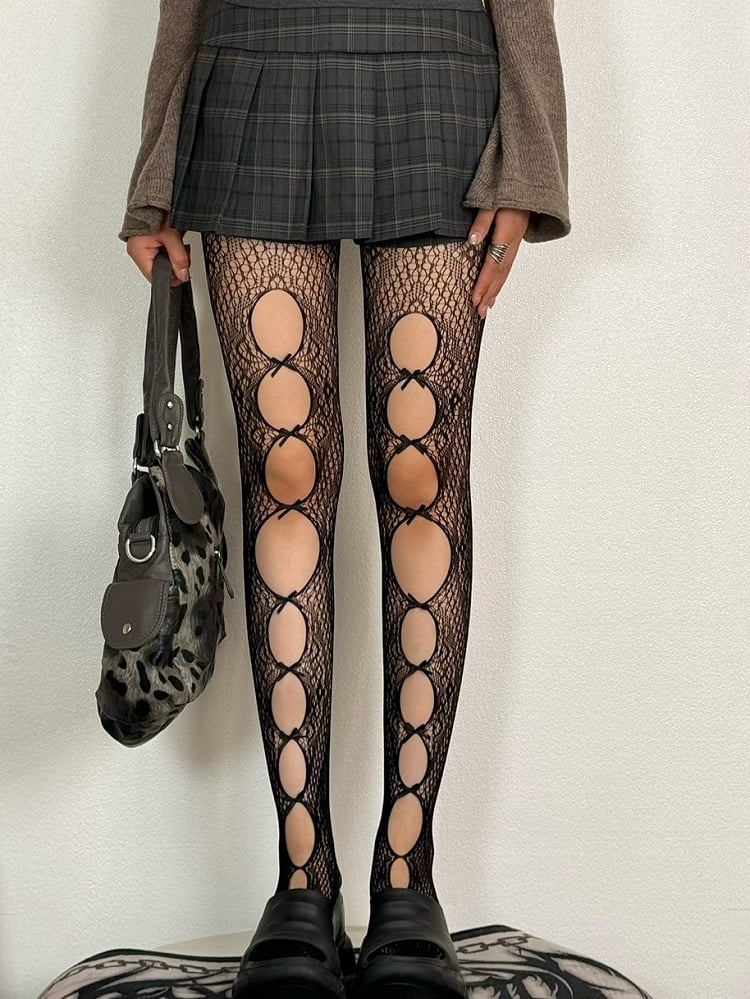 Color Details Options Bowknot Fashion 6 Tights Design Cutout Gyaru