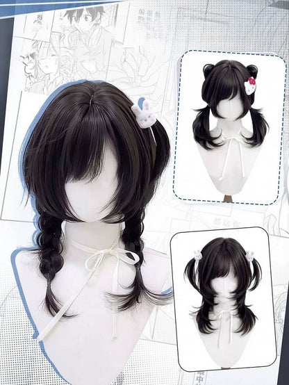 Black Tea 45cm Hime Cut Bob with Side-Swept Fringe - Meow Island Wig