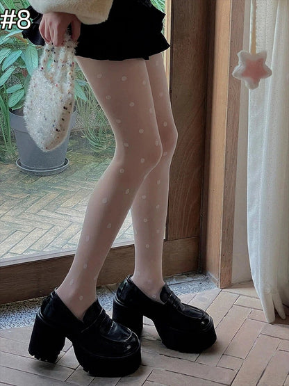 Polka Collection) 12-Style Dot (Vintage Edgy Pantyhose