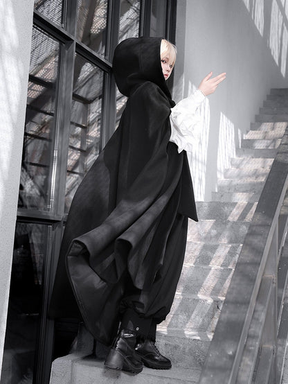 Black Ouji Lolita Cloak with Buckle Strap Closure - Princess Chronicles