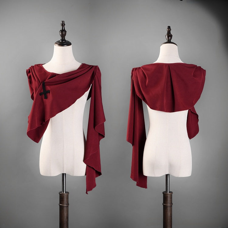 Red Gothic Nun Lolita Shawl