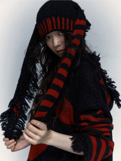 パンクなウサギの耳のニット帽