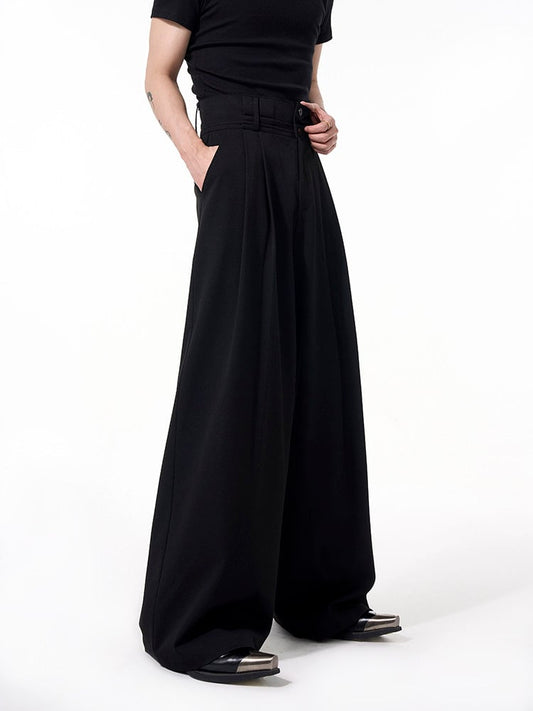 with Wide-leg Waistband Black Men's Pants Dual
