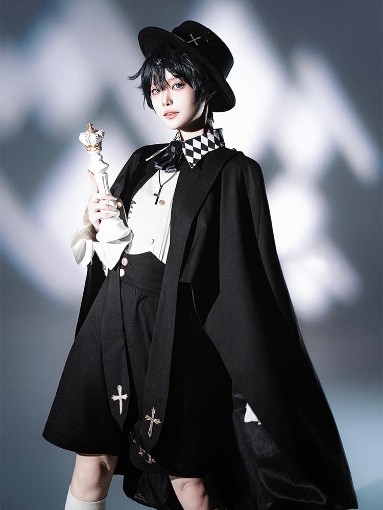 Cape High-Low Lolita Saum Schwarz Ouji Prince