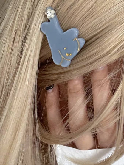 Puppy Rhinestone 4 Hairclip Decorated Color Options