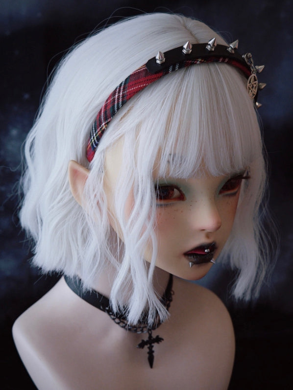 Design Plaid KC Pentagramm Schwarz Charme Rot Muster Und Nieten Mit