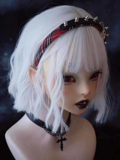 Design Plaid KC Pentagramm Schwarz Charme Rot Muster Und Nieten Mit